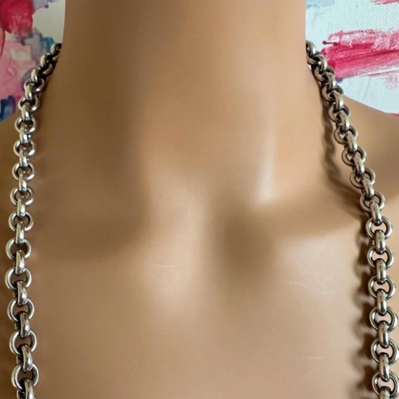 Authentic! Tiffany & Co Sterling Silver Circle Link Long 32" Chain Necklace - Picture 9 of 10